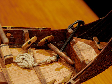 Крепление якоря деревянной модели Драккара 
